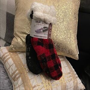 Muk Luks Red and Black Buffalo Plaid Socks